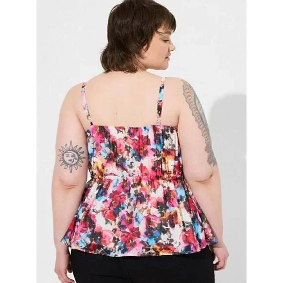 Women's Torrid Plus Size 5, 5X, 28 Chiffon Clip Dot Ruffle Tie Waist Tank Shirt - Picture 4 of 10